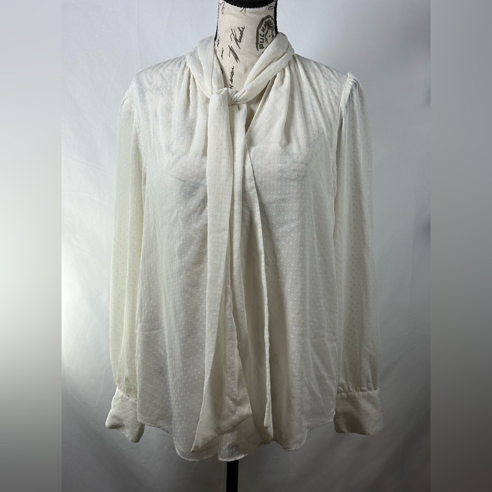 Ann Taylor Factory Cream Polka Dot Blouse - Picture 2 of 11
